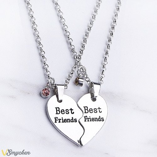 Best Friends halsband 2 st Ljuset silver två delbart hjärta
