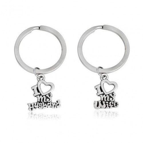 2 stylish i love my husband / wife letters love , best couple forever keychain