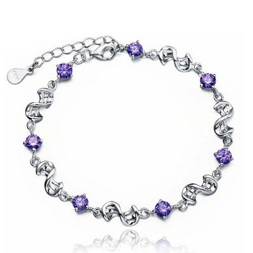 Silver/lila crystal - armband